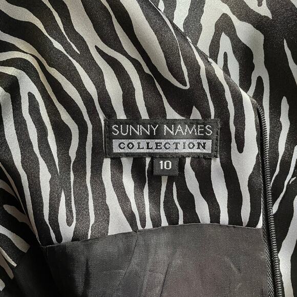 Vintage 90s Dress Size 10 Black Silver Zebra Animal Print Going Out Party Y2K - Picture 9 of 13